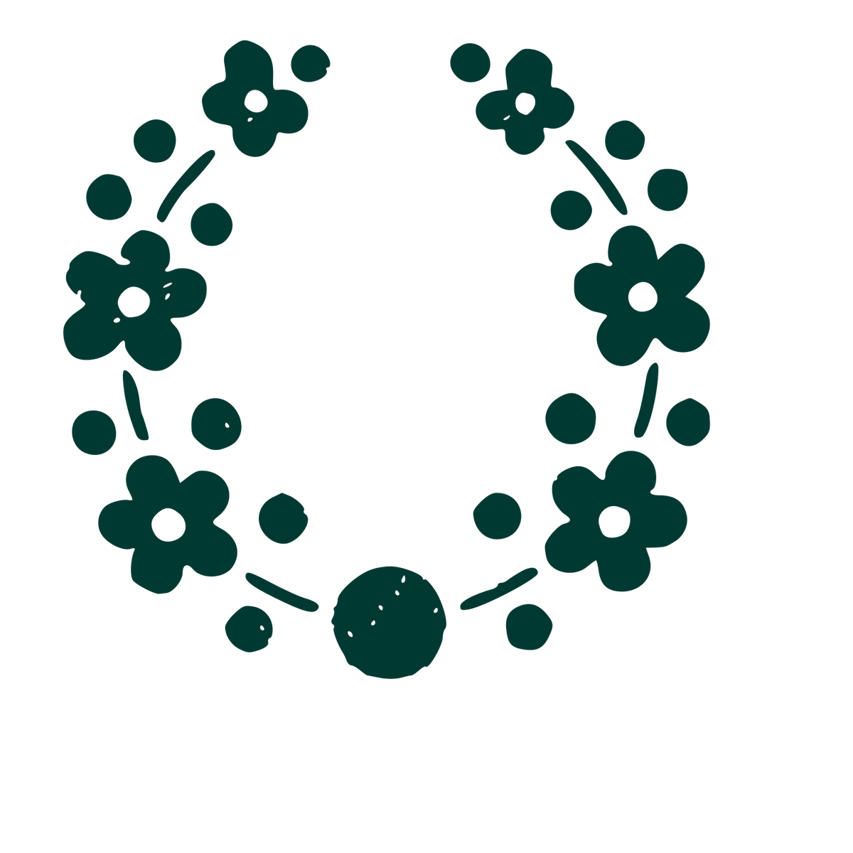 Floral Wreath Dot Logo #003932