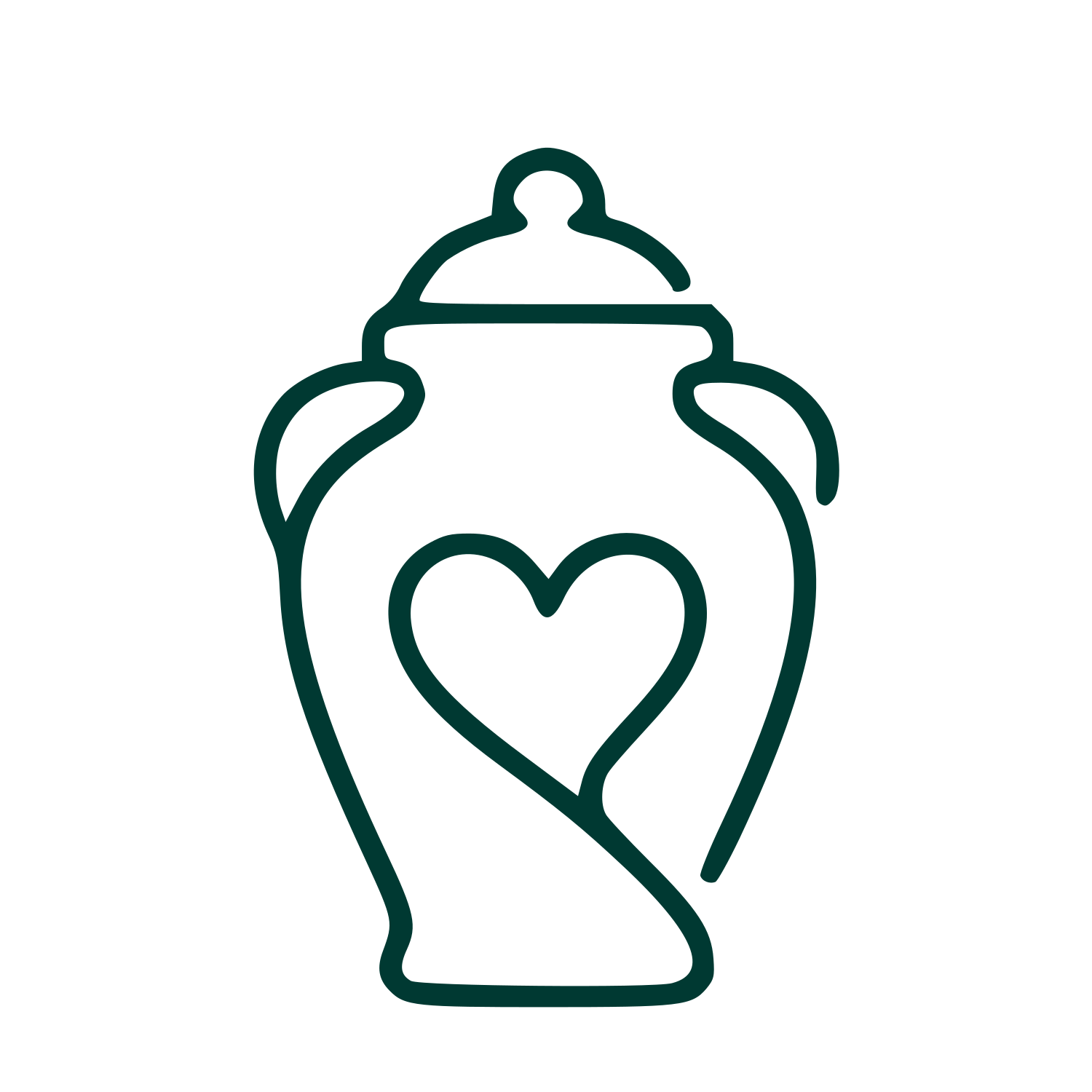 Heart Urn Monoline Logo #003932