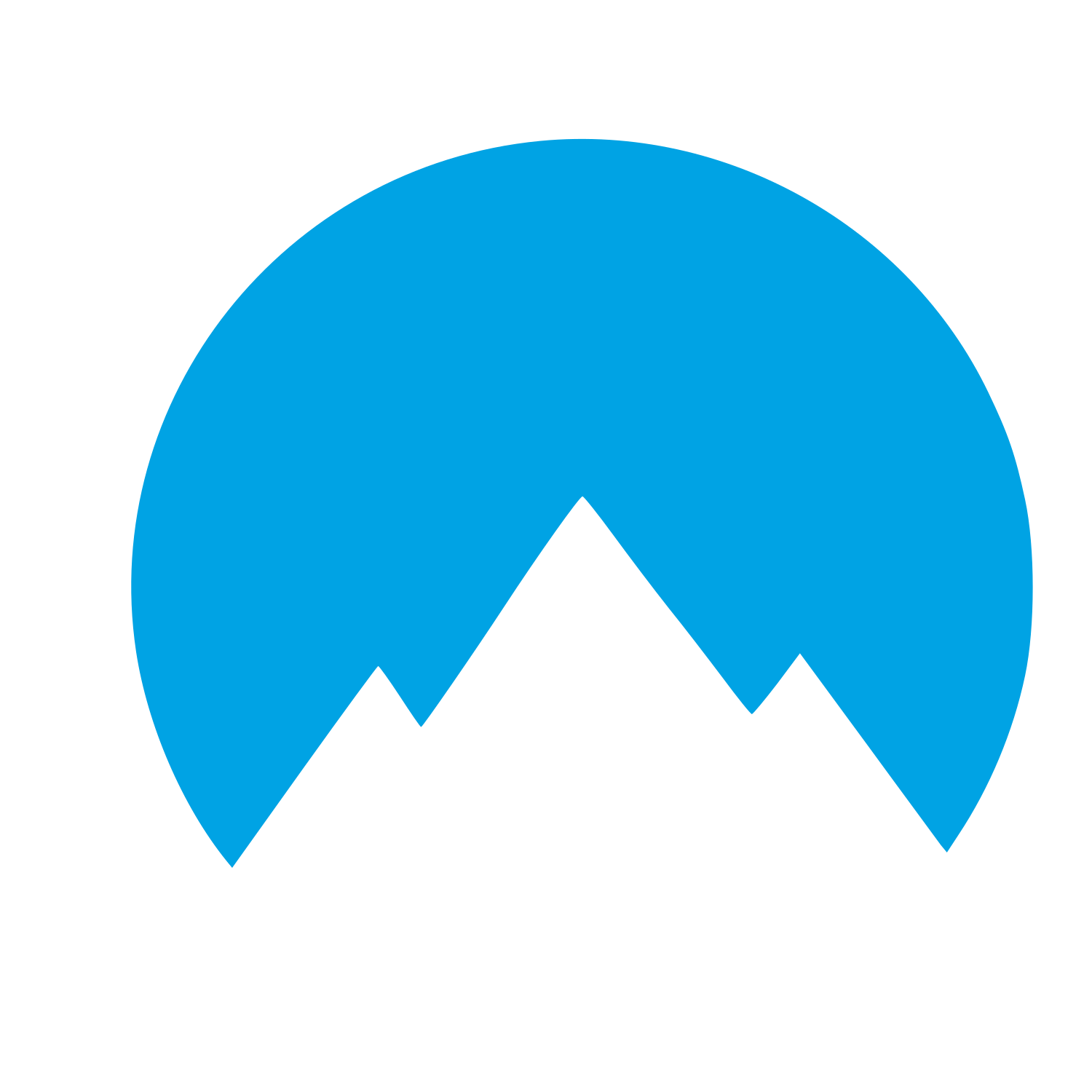 Negative Space Mountain Circle Logo #00a3e4