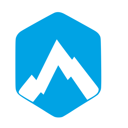 Mountain Hexagon Negative Space Logo #00a3e4