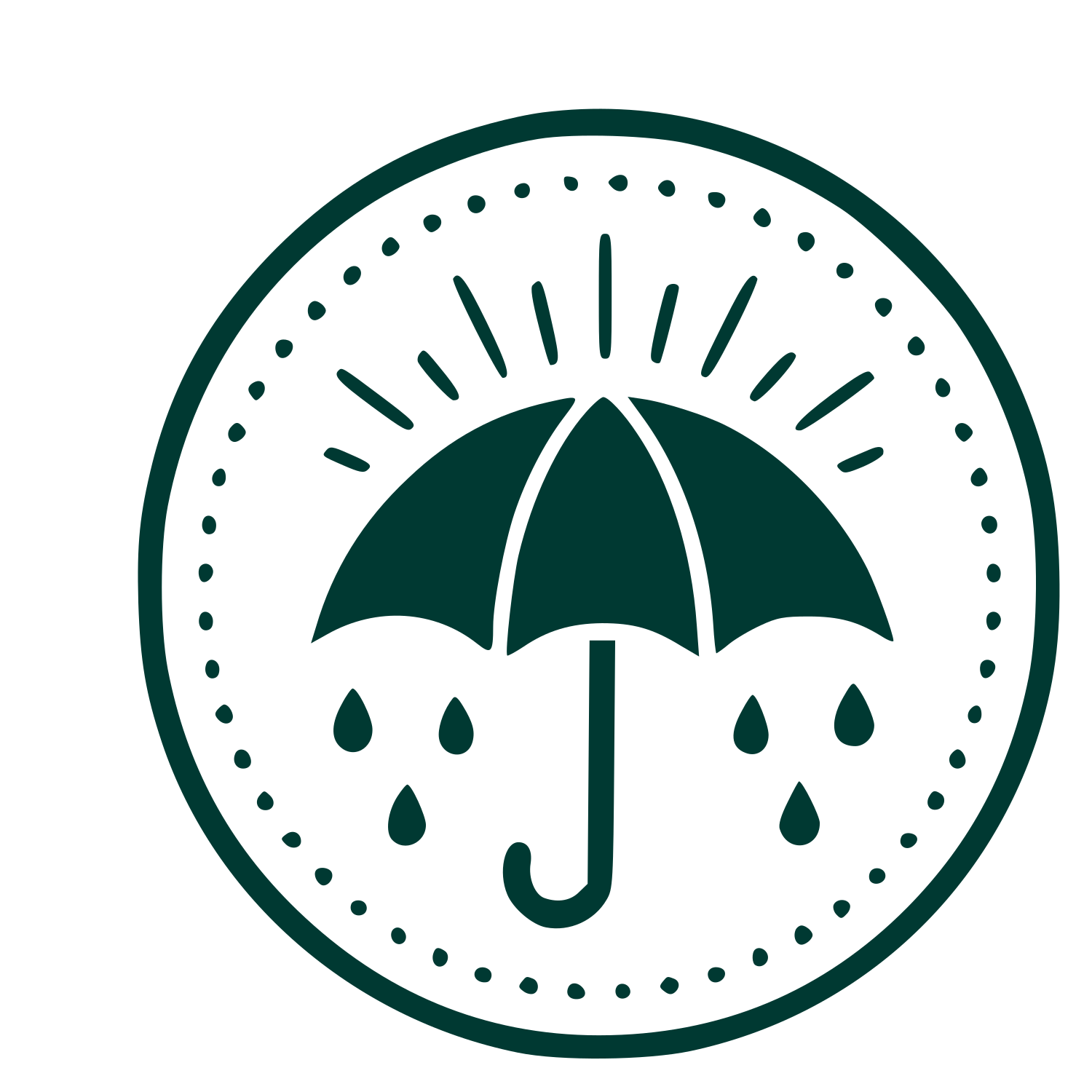 Umbrella Stamp Badge Logo #003932