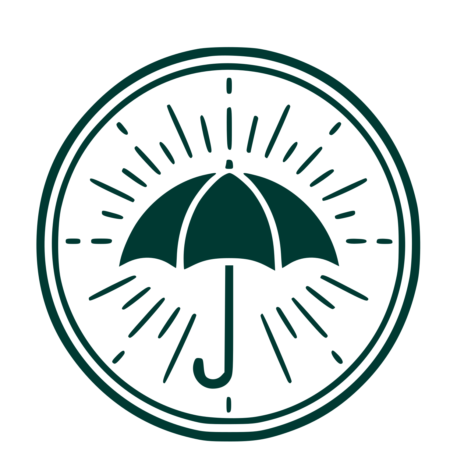 Umbrella Stamp Badge Logo #003932