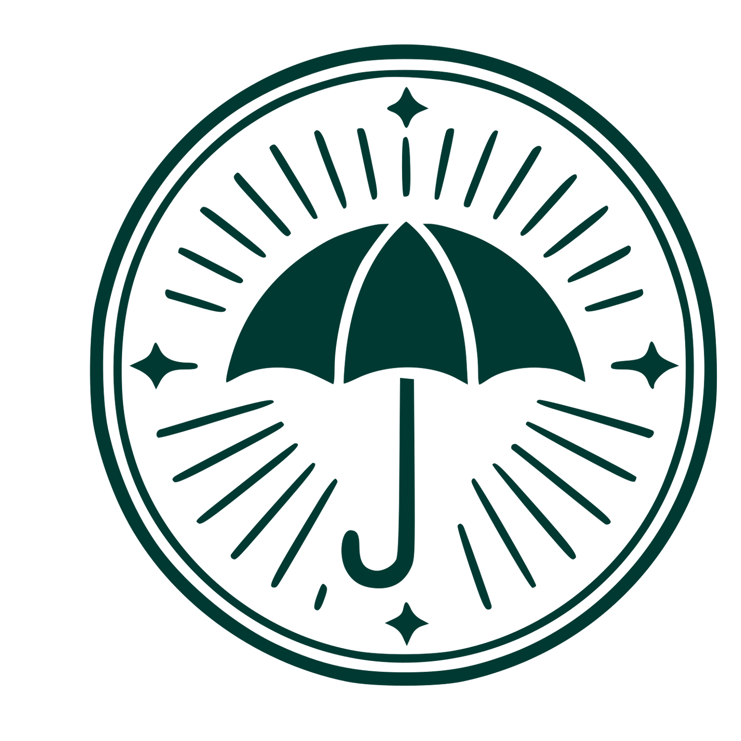 Umbrella Stamp Badge Logo #003932