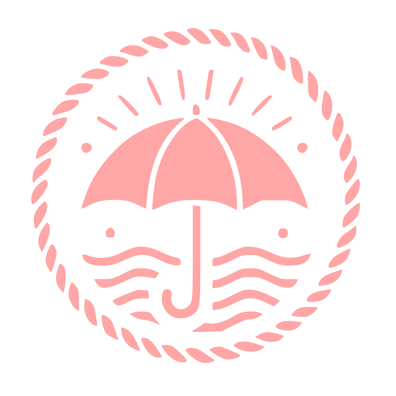 Umbrella Stamp Badge Logo #ffa6a6