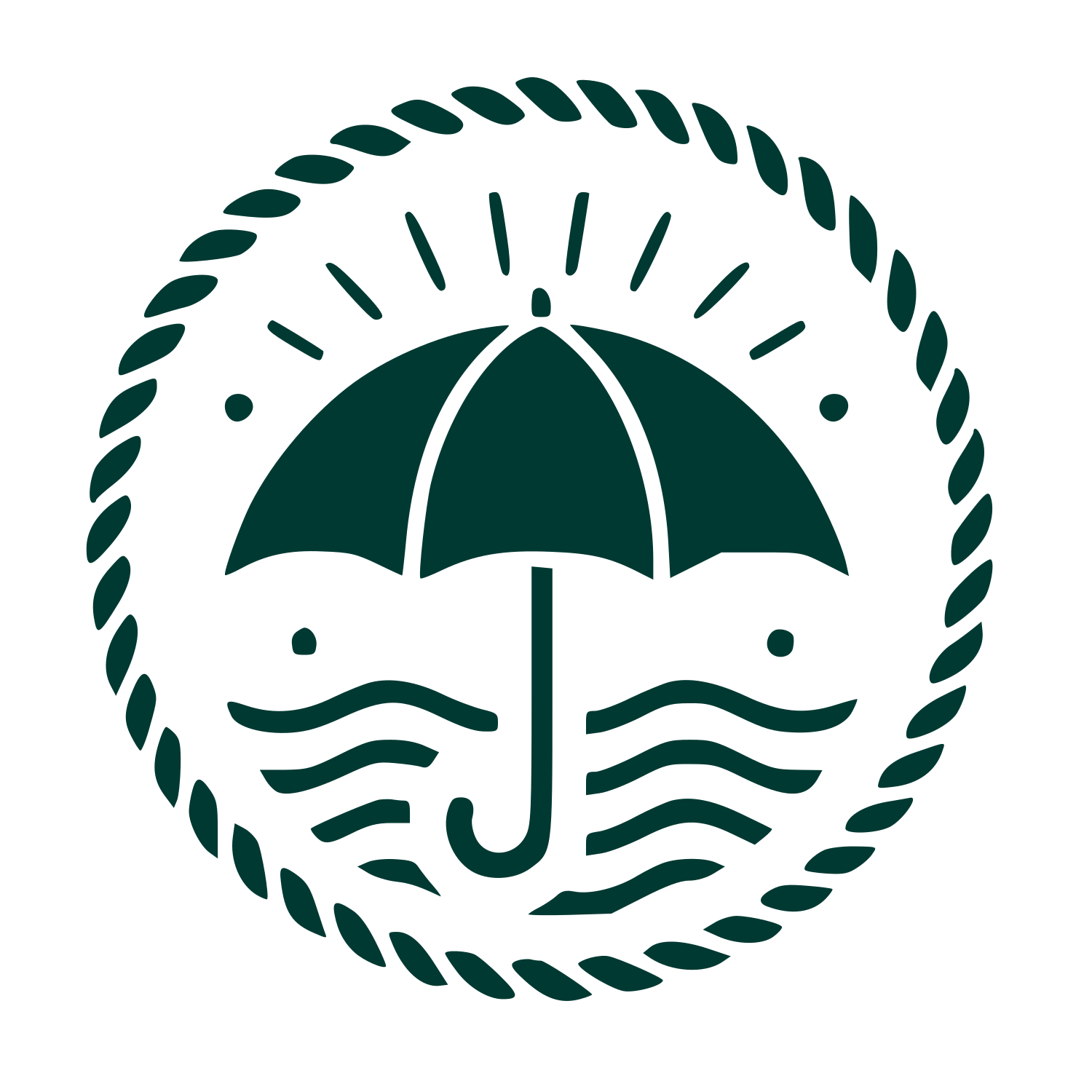 Umbrella Stamp Badge Logo #003932