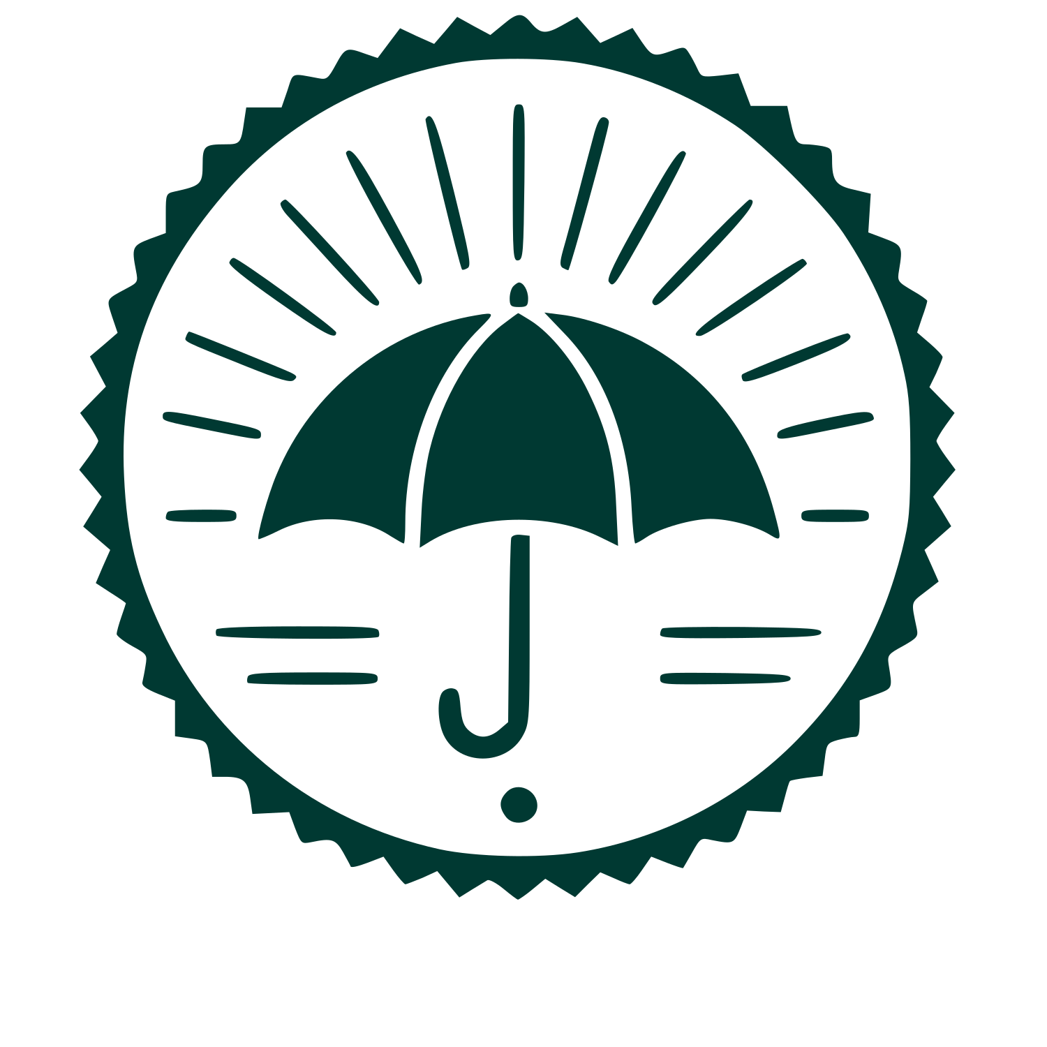Umbrella Stamp Badge Logo #003932