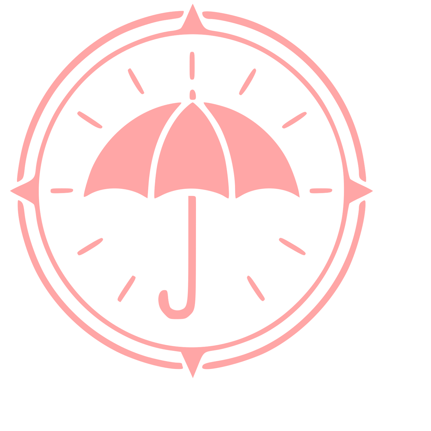 Umbrella Compass Badge Logo #ffa6a6