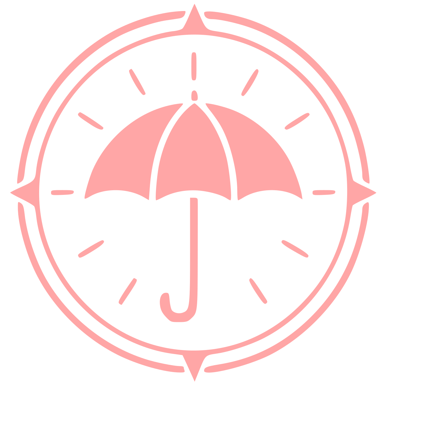 Umbrella Compass Badge Logo #ffa6a6