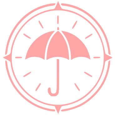 Umbrella Compass Badge Logo #ffa6a6