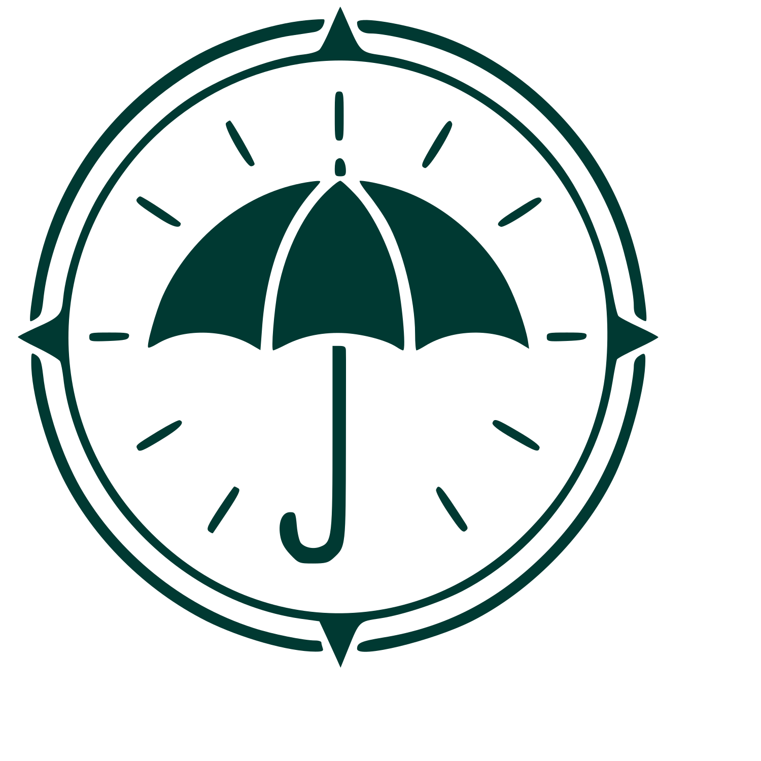 Umbrella Compass Badge Logo #003932