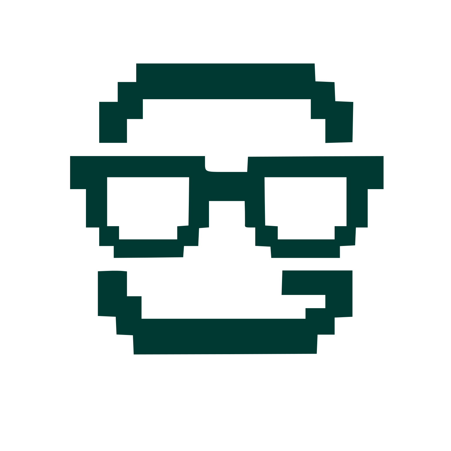 Pixel Face Glasses Logo #003932
