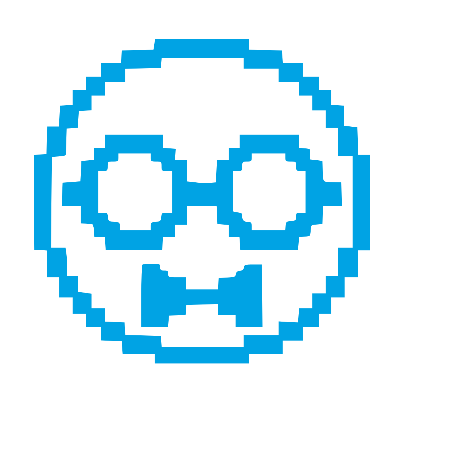 Pixel Nerd Face Logo #00a3e4
