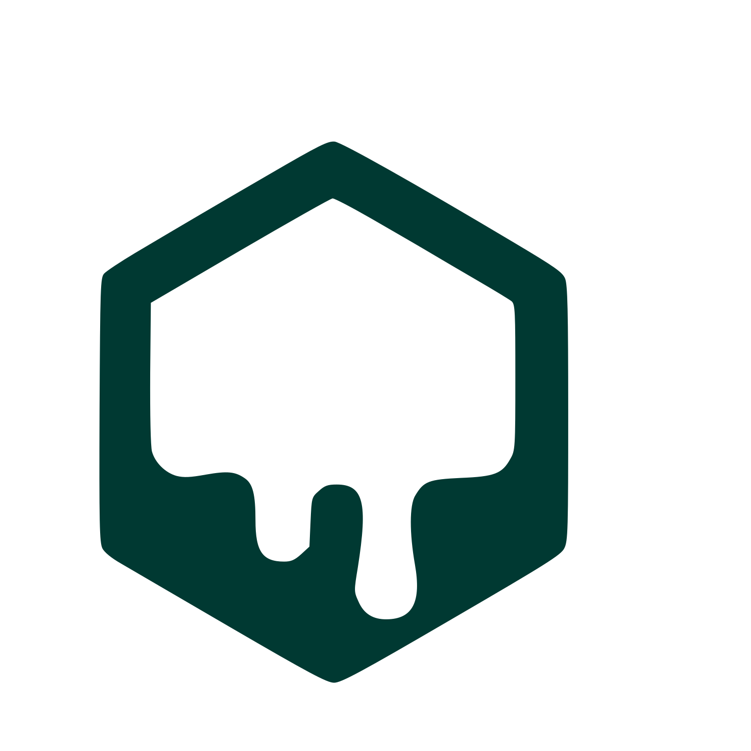 Honeycomb Drip Hexagon Logo #003932