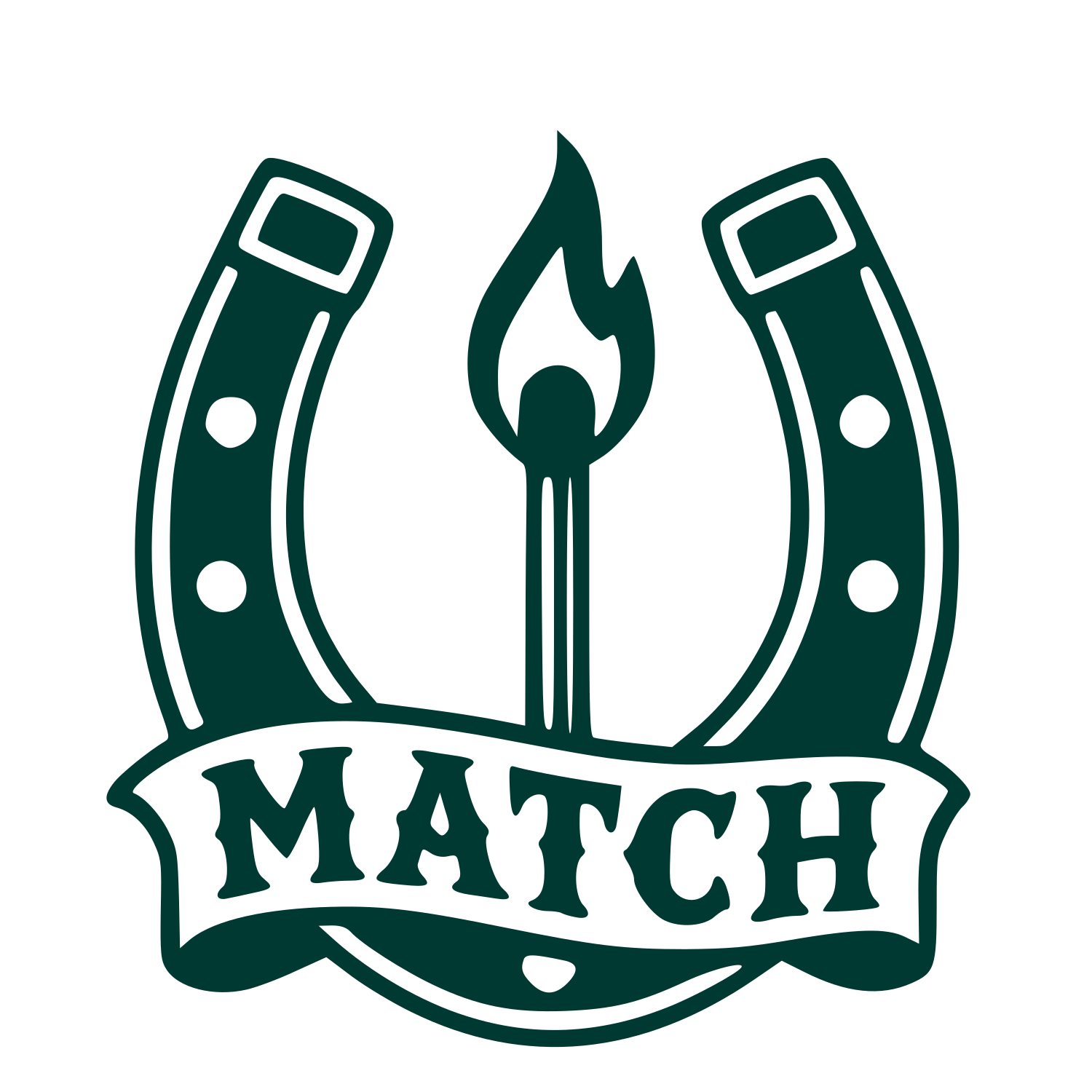 Horseshoe Match Flame Logo #003932