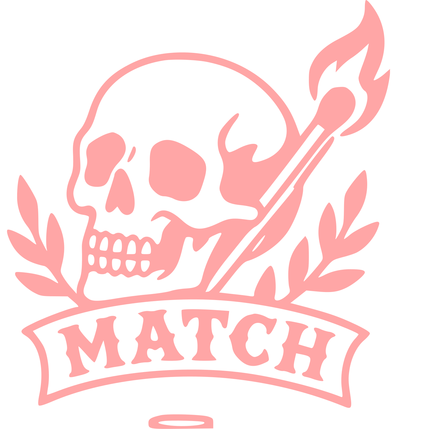 Tattoo Flash Skull Match Logo #ffa6a6