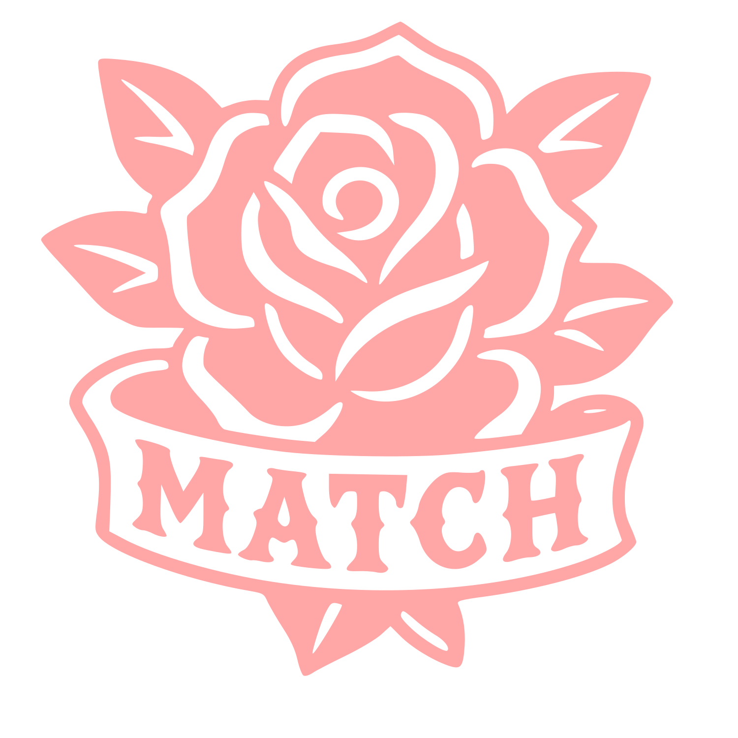 Tattoo Flash Rose Banner Logo #ffa6a6