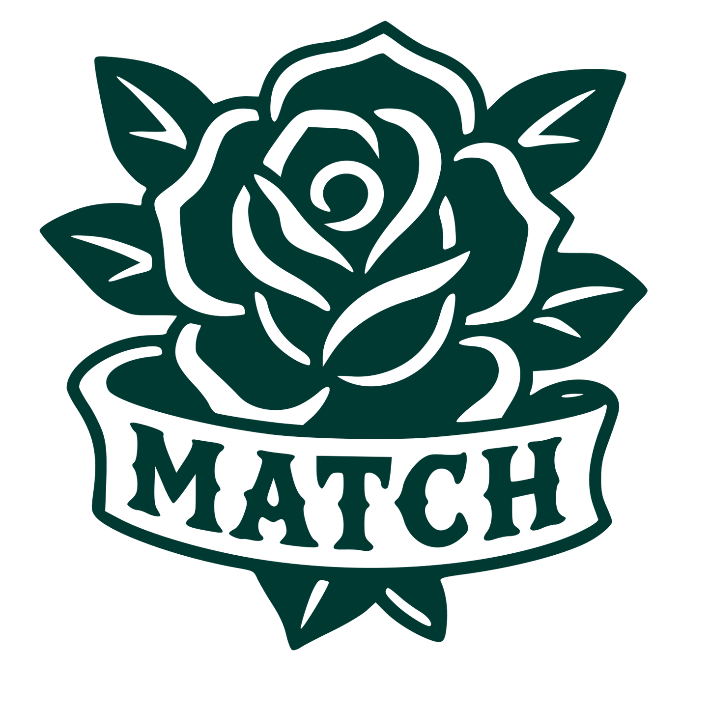 Tattoo Flash Rose Banner Logo #003932