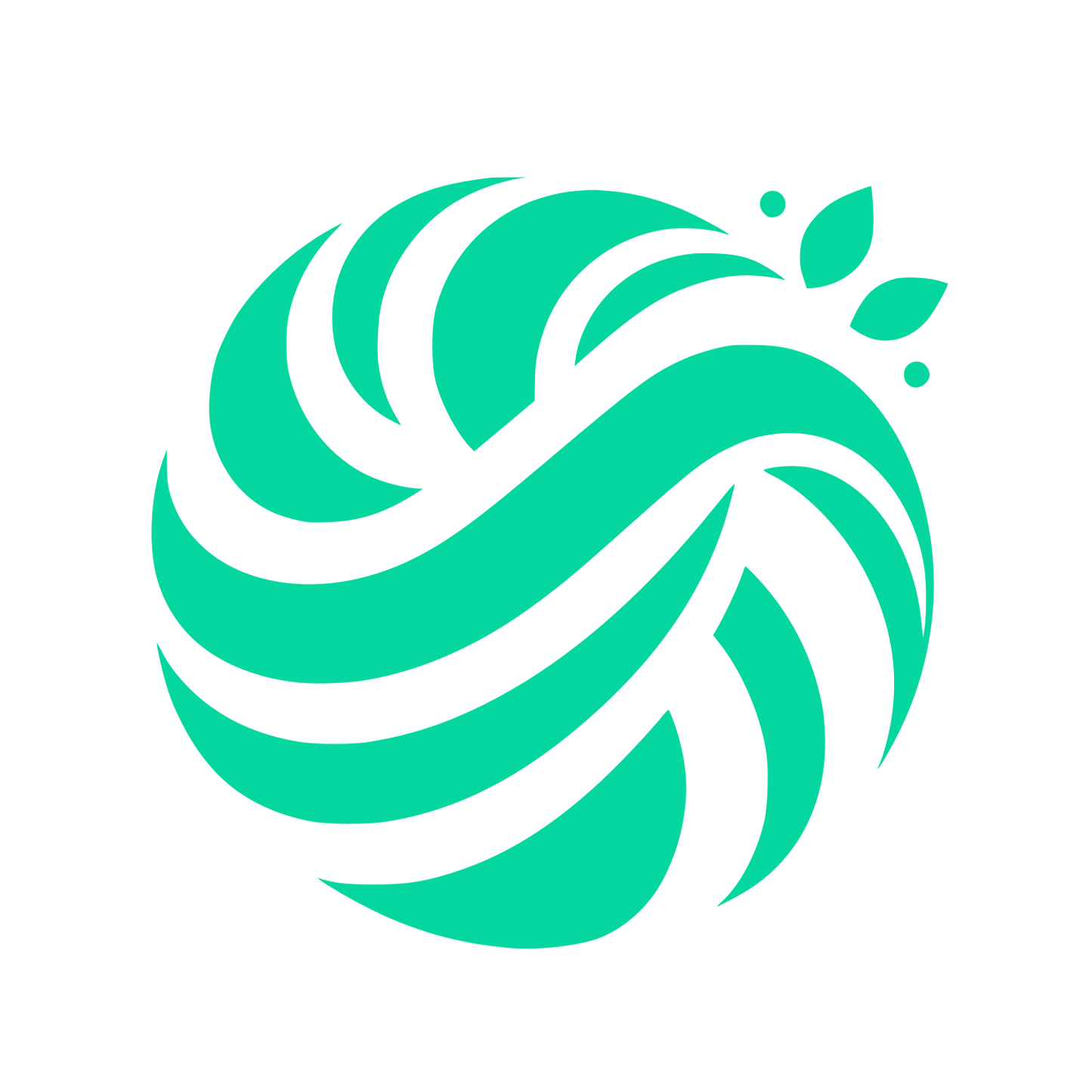 Swirl Nature Leaf Logo #06D6A0