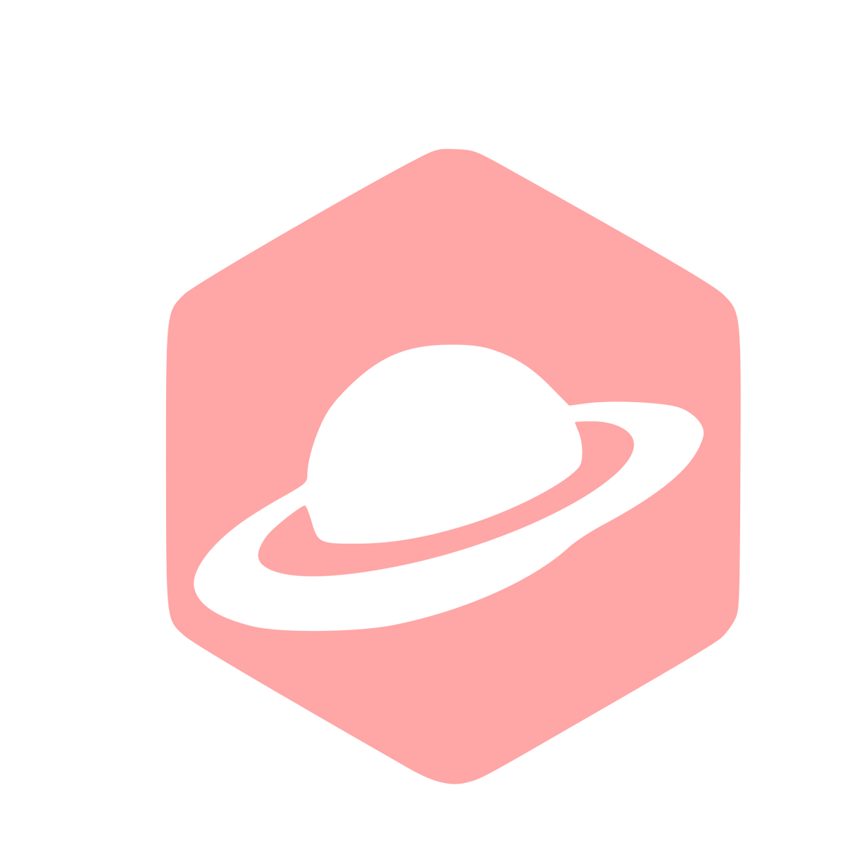 Saturn Hexagon Badge Logo #ffa6a6