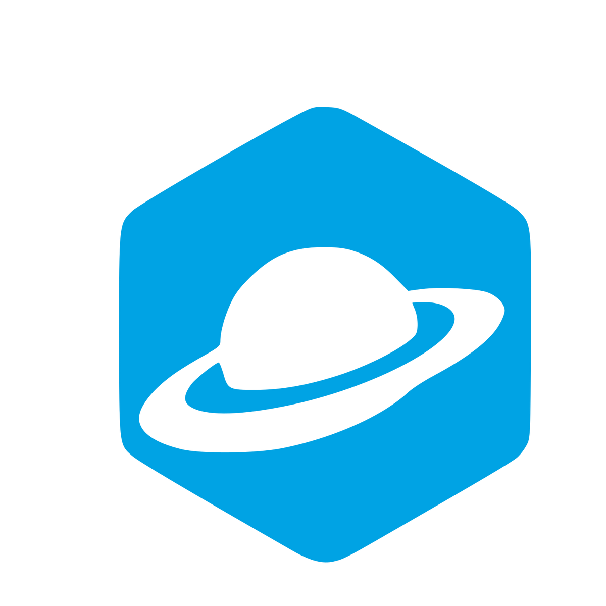 Saturn Hexagon Badge Logo #00a3e4