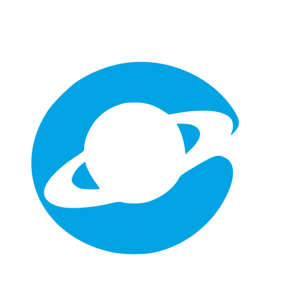 Saturn Planet Negative Space Logo #00a3e4