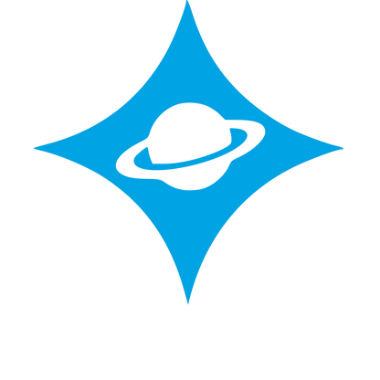 Saturn Star Negative Space Logo #00a3e4