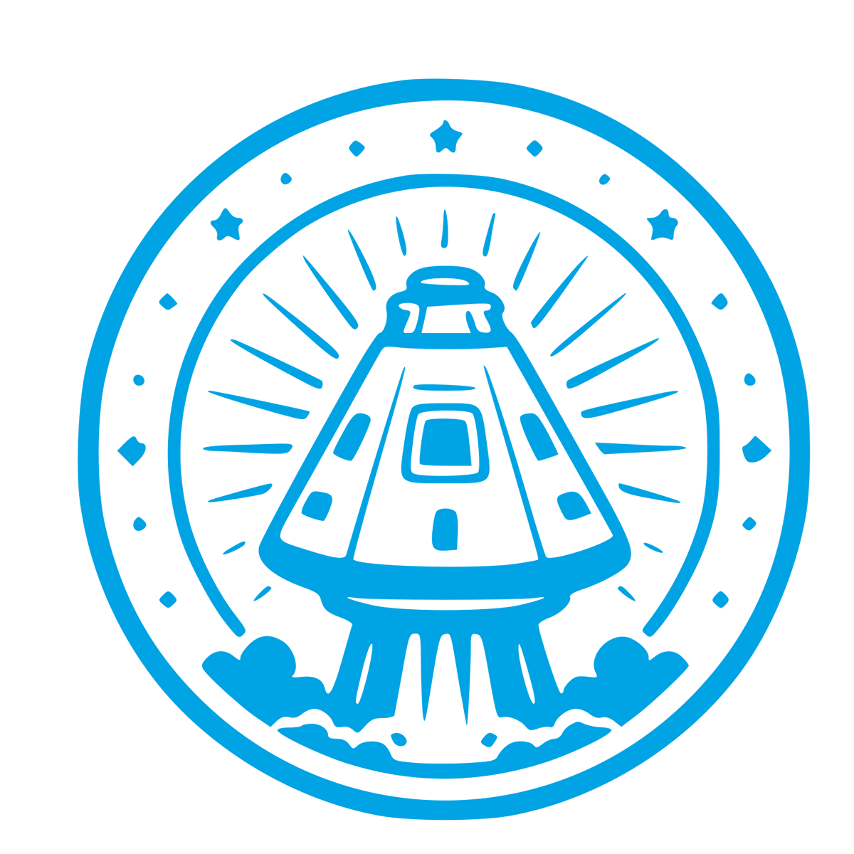 Space Capsule Stamp Badge Logo #00a3e4