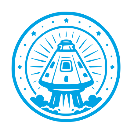 Space Capsule Stamp Badge Logo #00a3e4