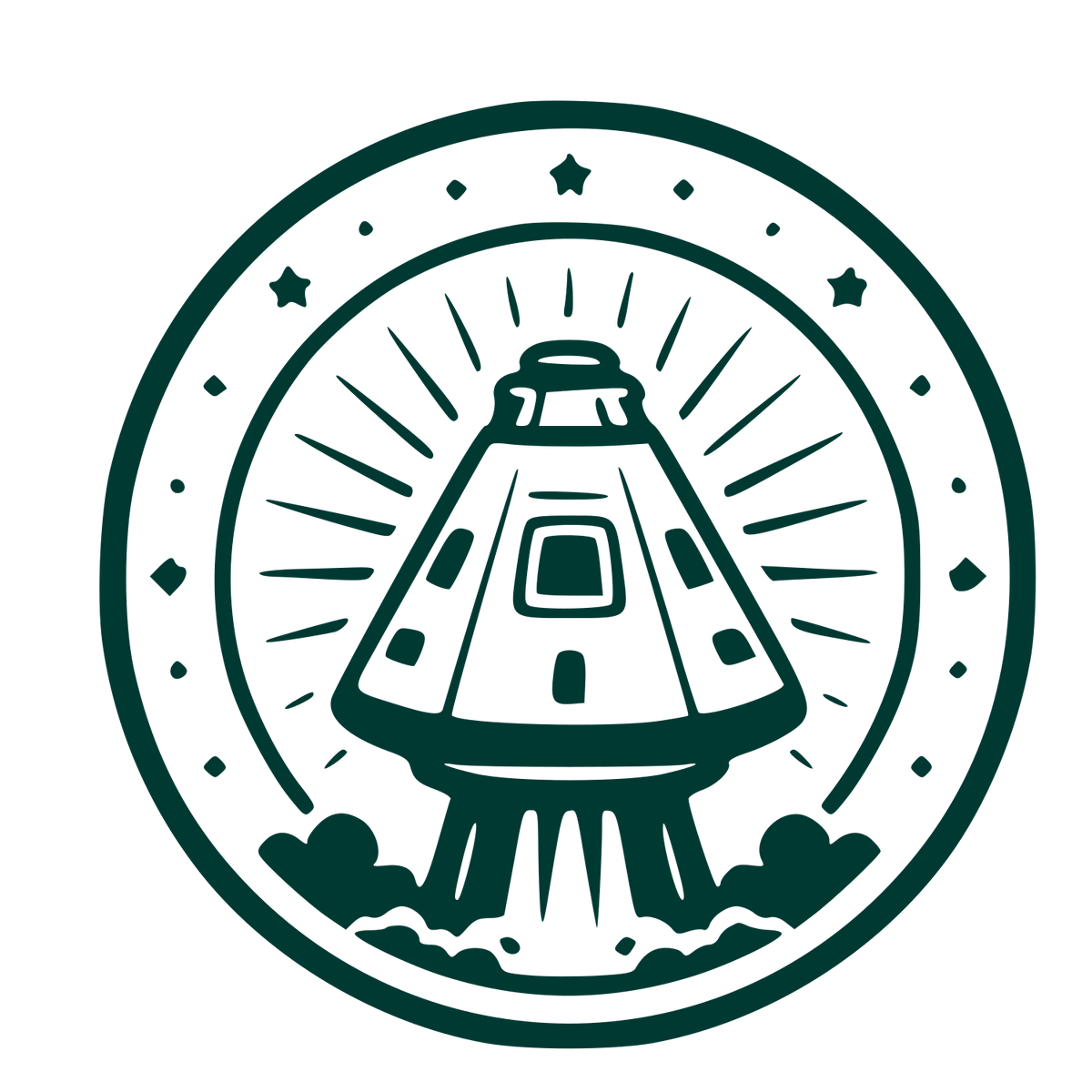 Space Capsule Stamp Badge Logo #003932