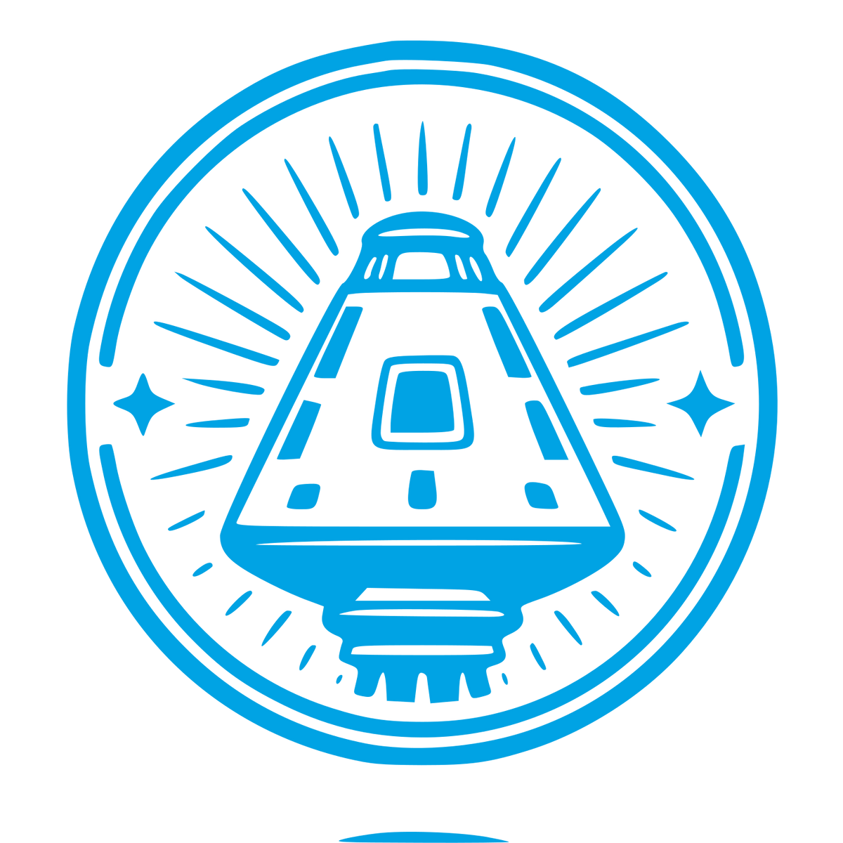 Space Capsule Stamp Badge Logo #00a3e4