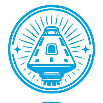 Space Capsule Stamp Badge Logo #00a3e4
