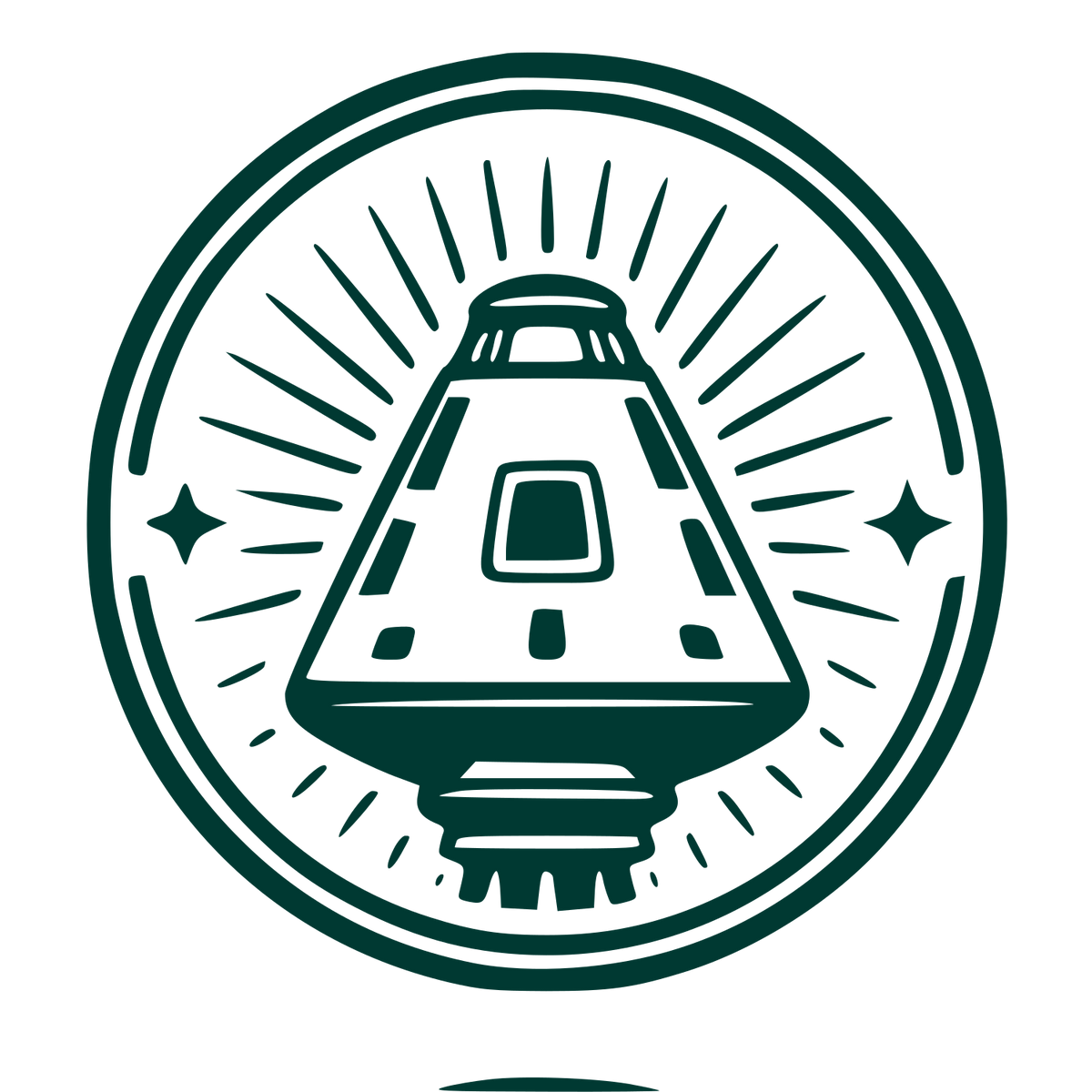 Space Capsule Stamp Badge Logo #003932
