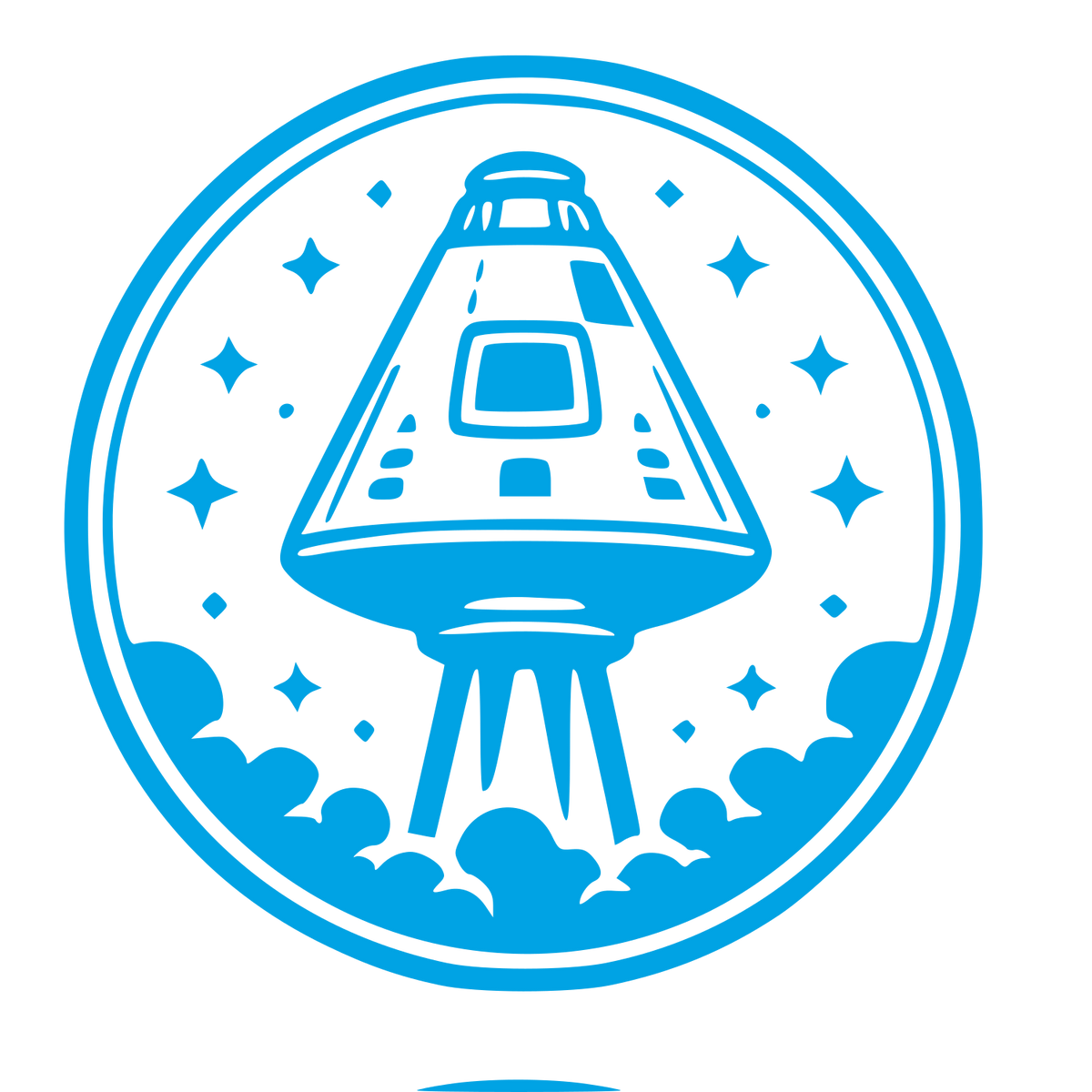 Space Capsule Stamp Badge Logo #00a3e4