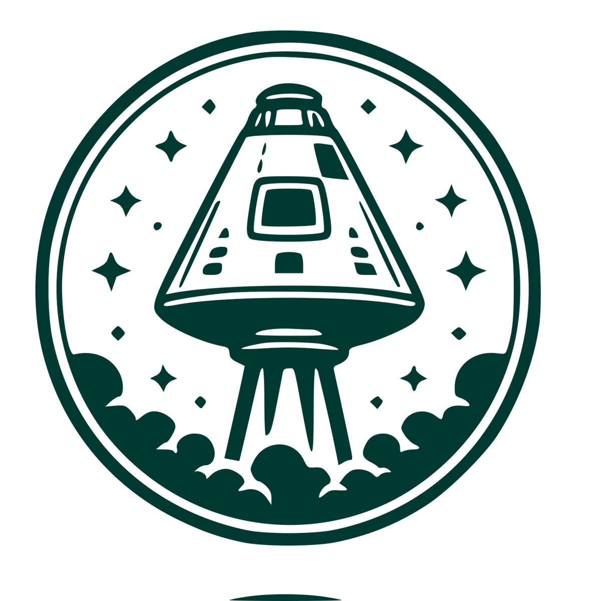 Space Capsule Stamp Badge Logo #003932