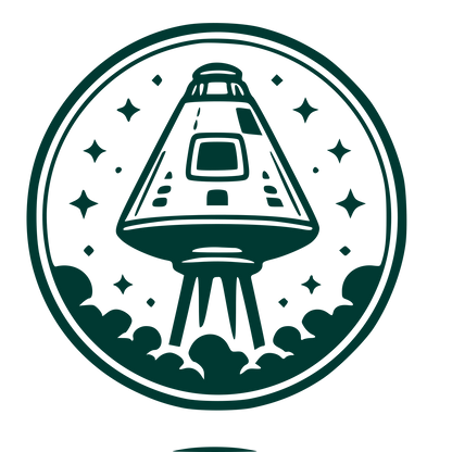 Space Capsule Stamp Badge Logo #003932