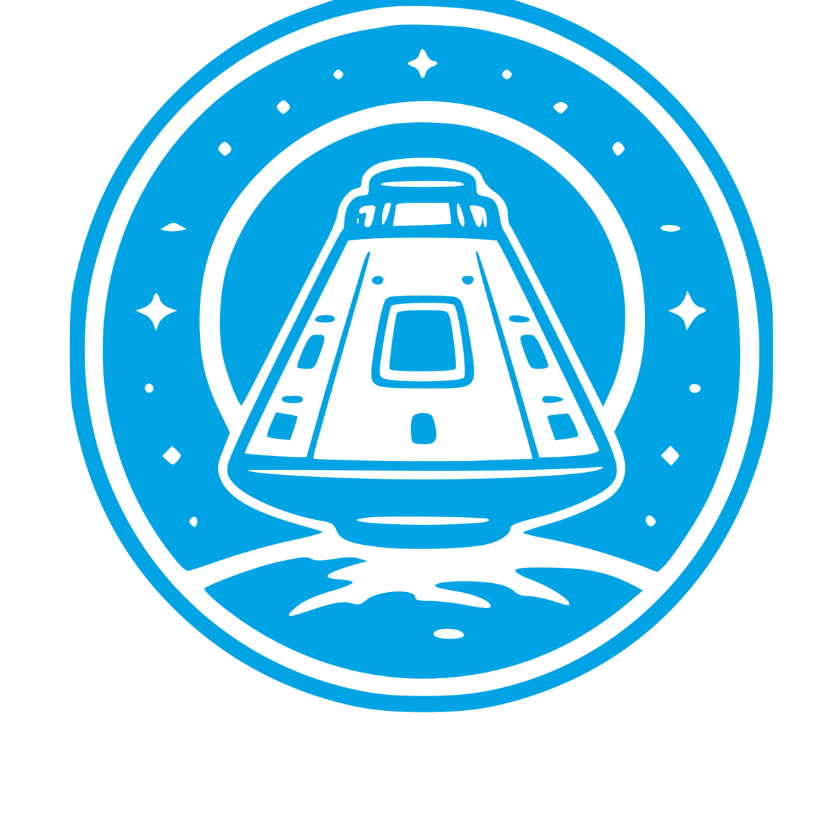 Space Capsule Stamp Badge Logo #00a3e4