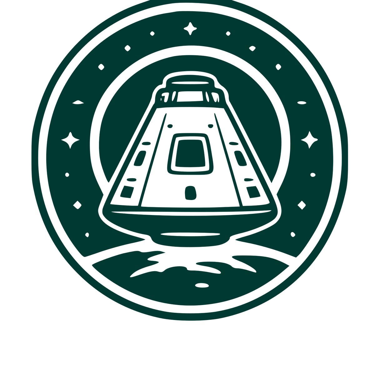 Space Capsule Stamp Badge Logo #003932
