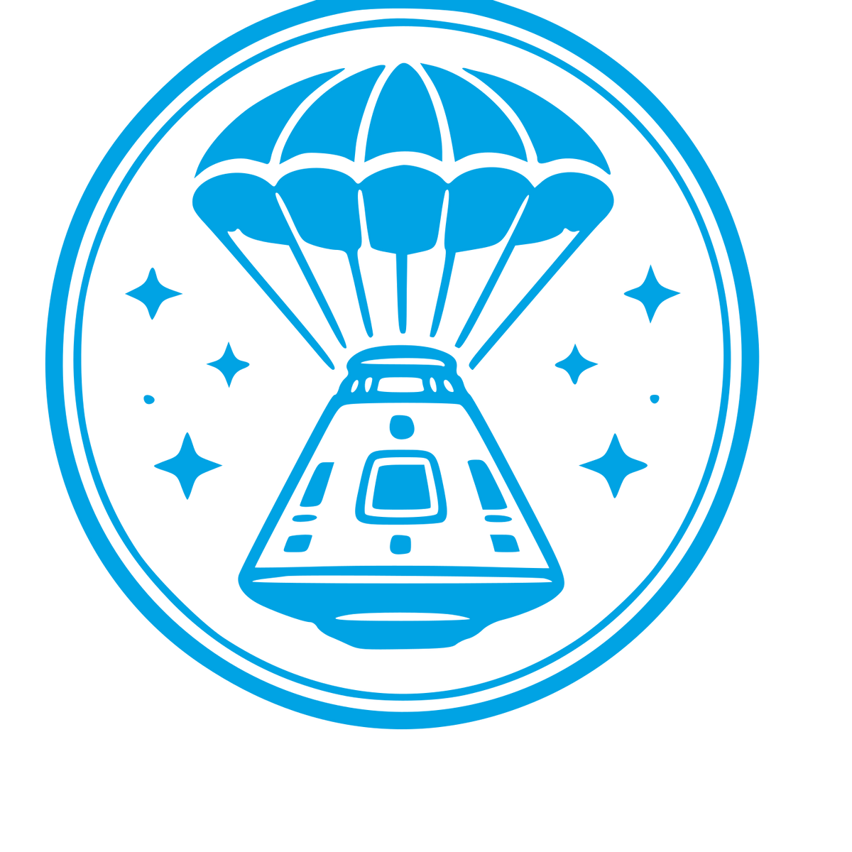 Space Capsule Parachute Badge Logo #00a3e4