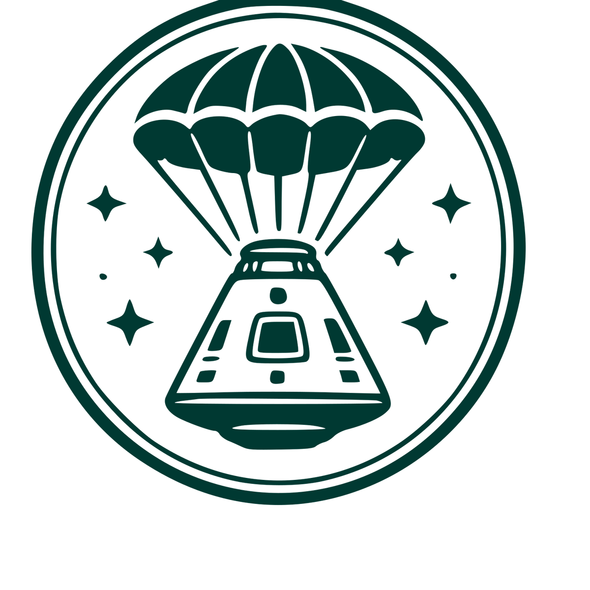 Space Capsule Parachute Badge Logo #003932