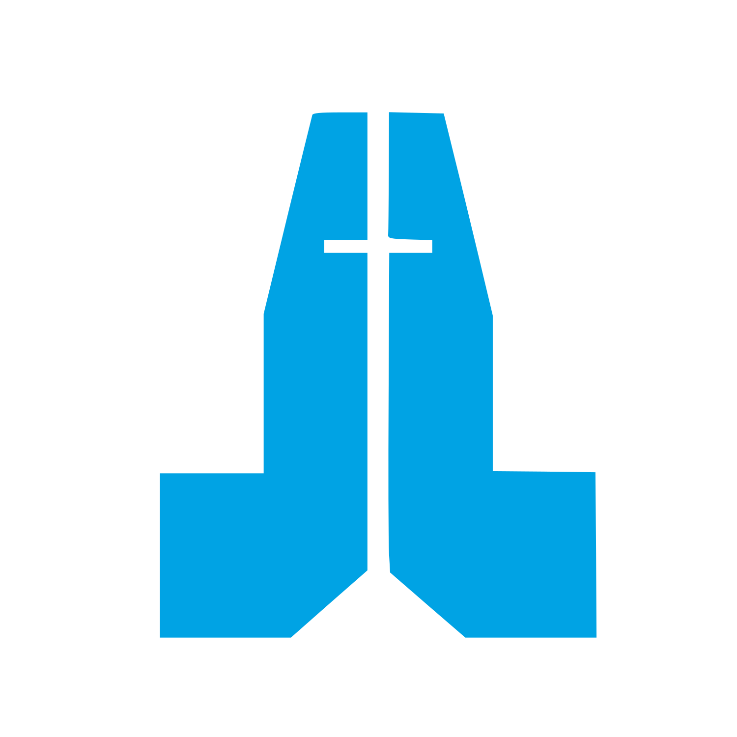 Praying Hands Cross Logo #00a3e4