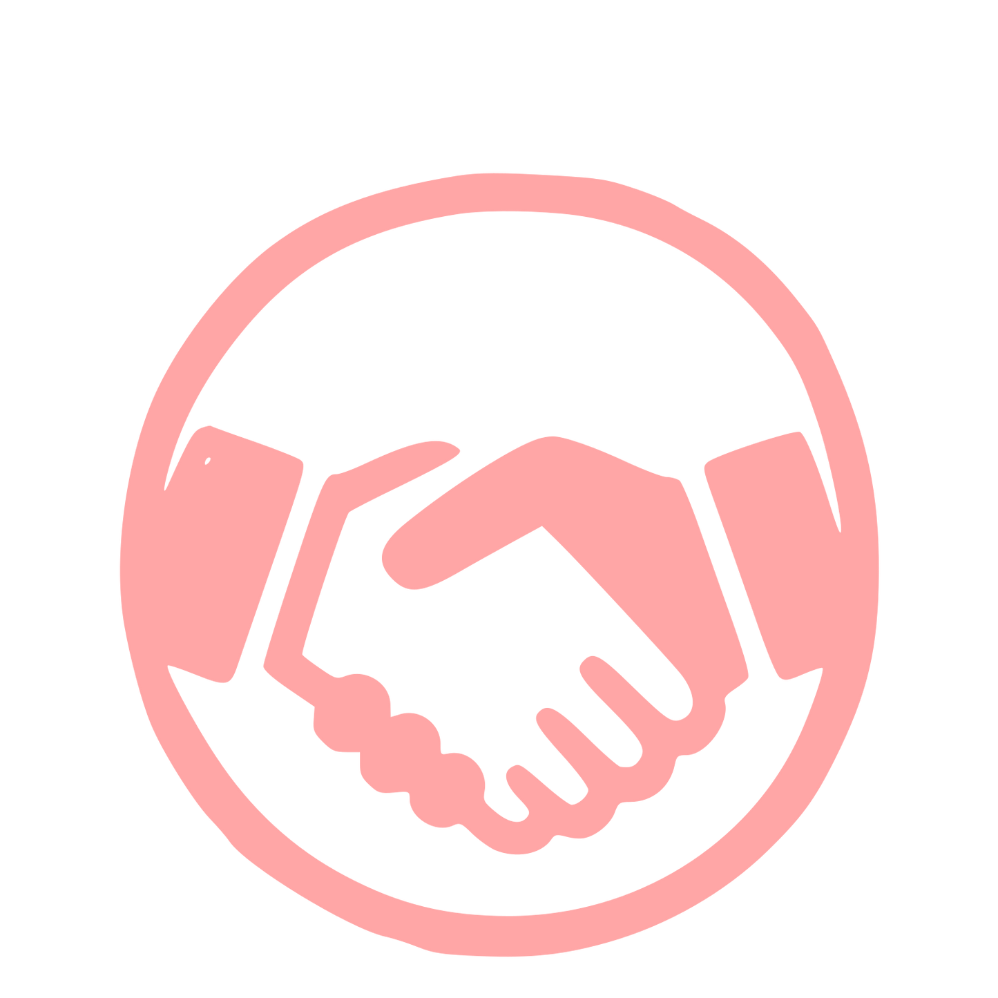 Handshake Circle Emblem Logo #ffa6a6
