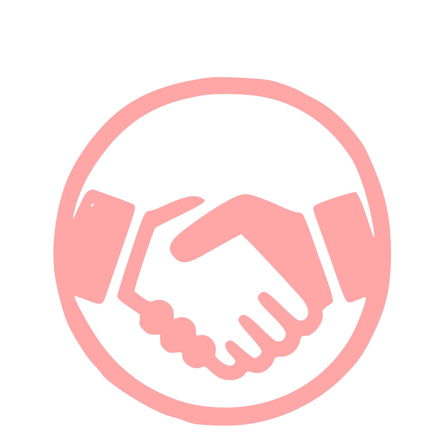 Handshake Circle Emblem Logo #ffa6a6