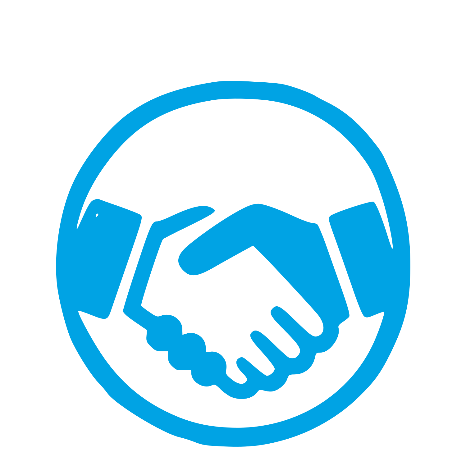 Handshake Circle Emblem Logo #00a3e4