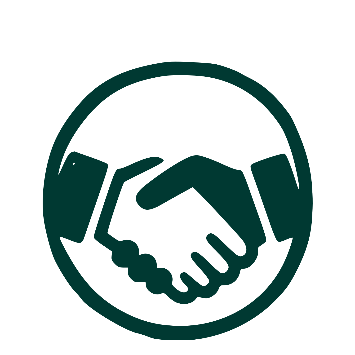 Handshake Circle Emblem Logo #003932