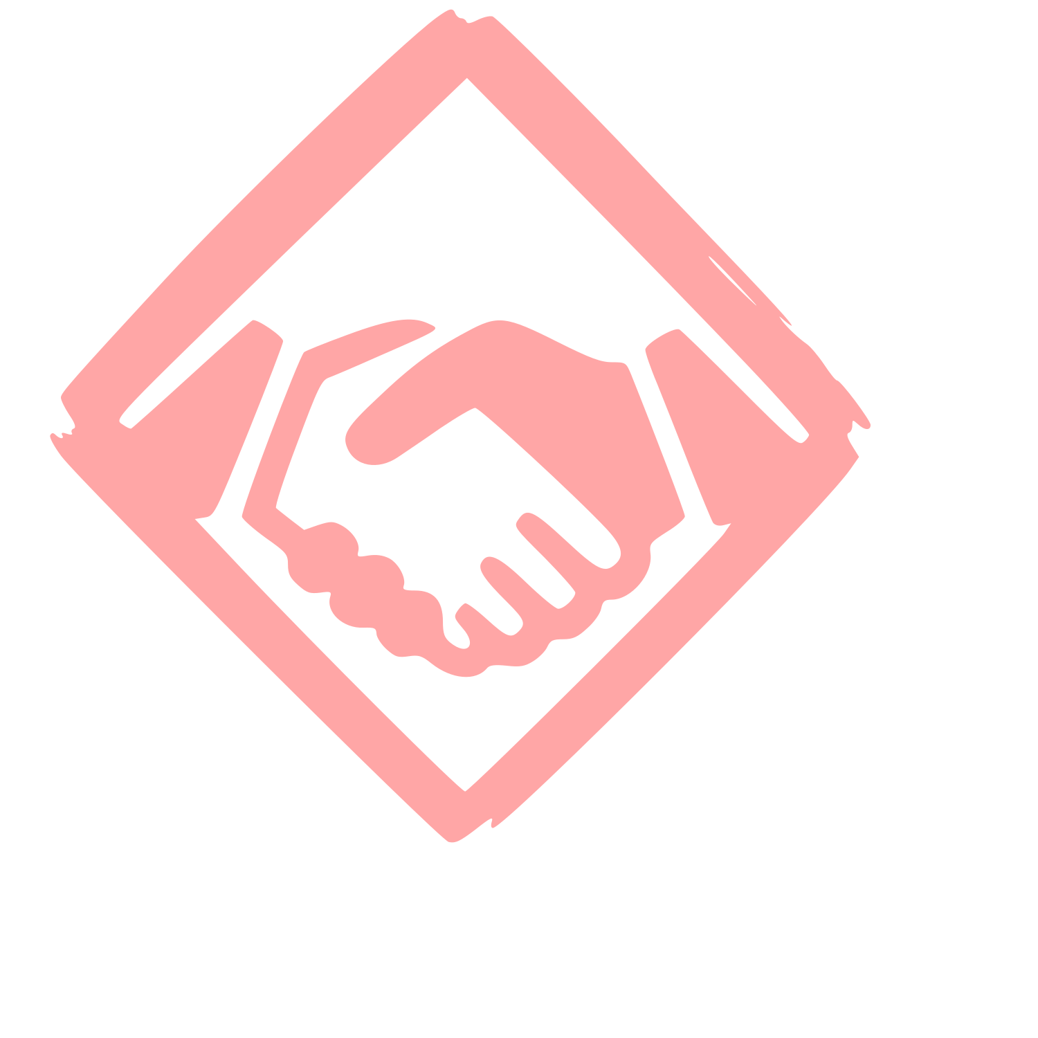 Hand-Drawn Handshake Diamond Logo #ffa6a6