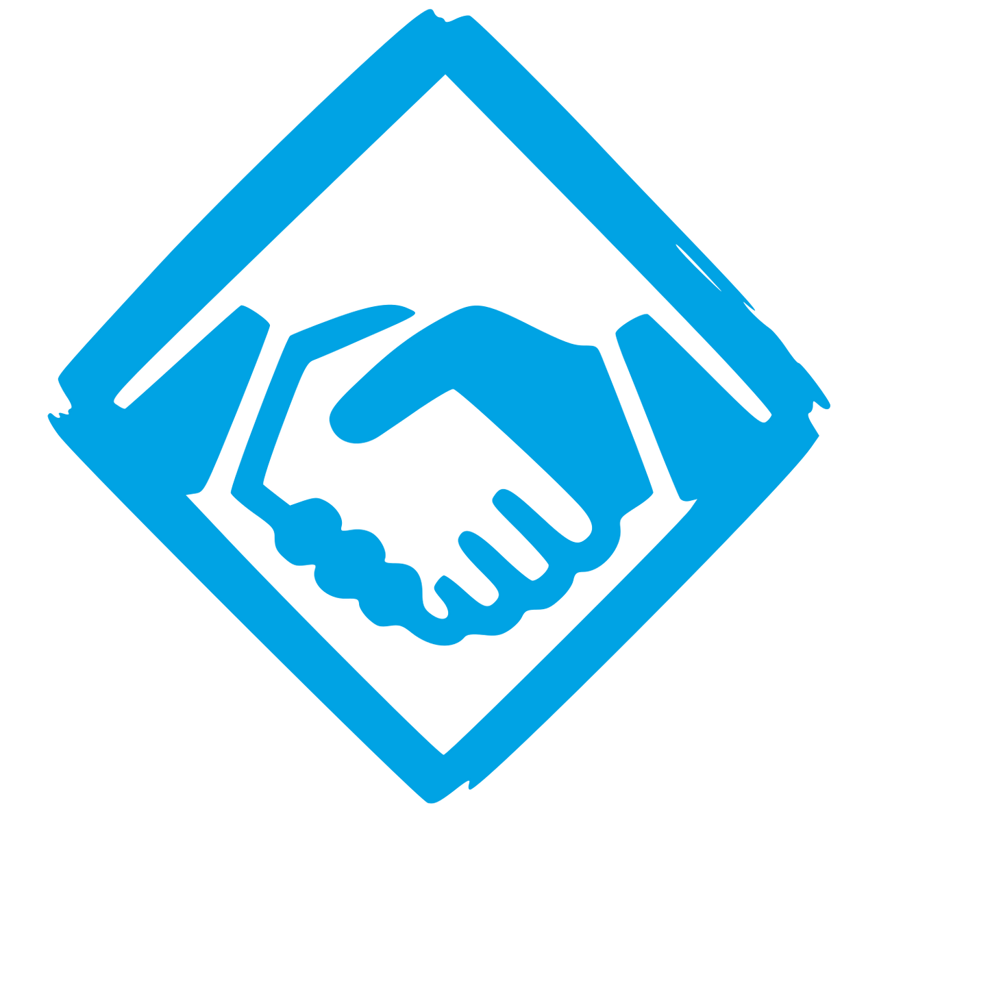 Hand-Drawn Handshake Diamond Logo #00a3e4