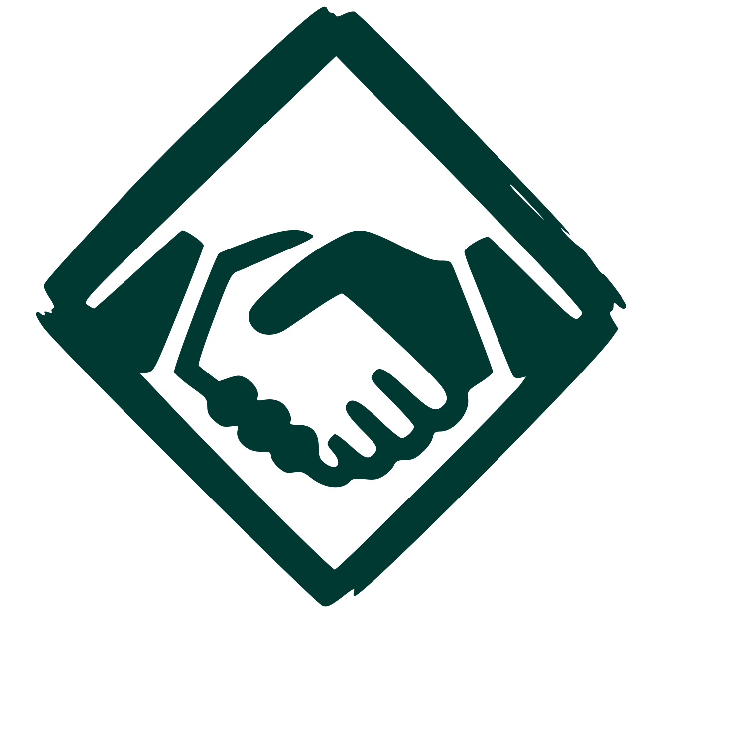 Hand-Drawn Handshake Diamond Logo #003932