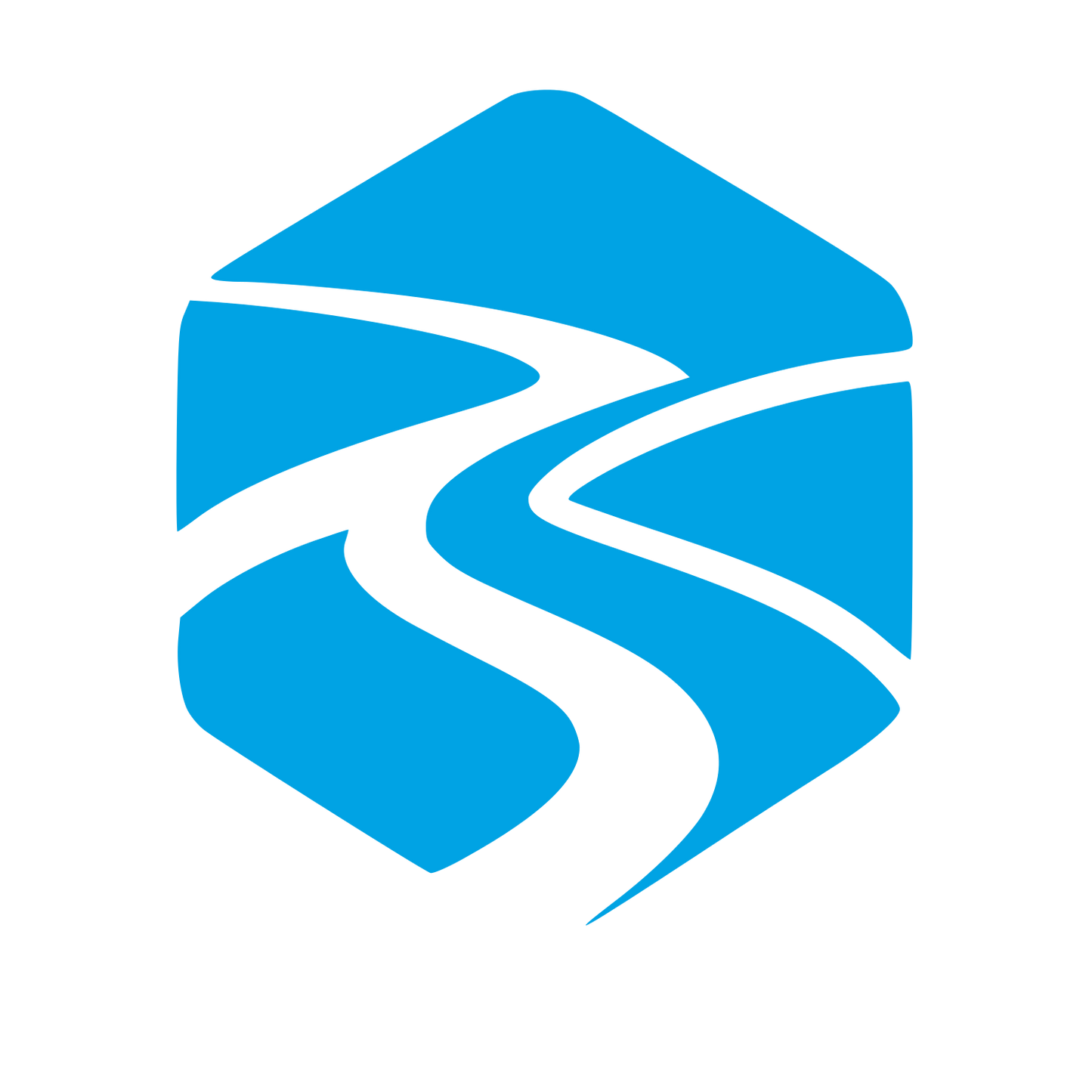 Winding River Hexagon Logo #00a3e4