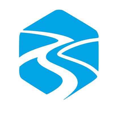 Winding River Hexagon Logo #00a3e4