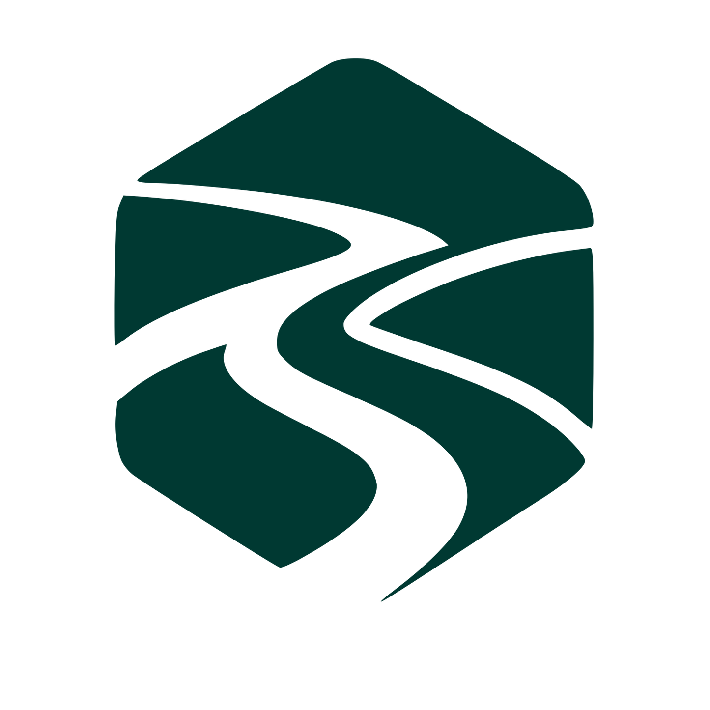 Winding River Hexagon Logo #003932